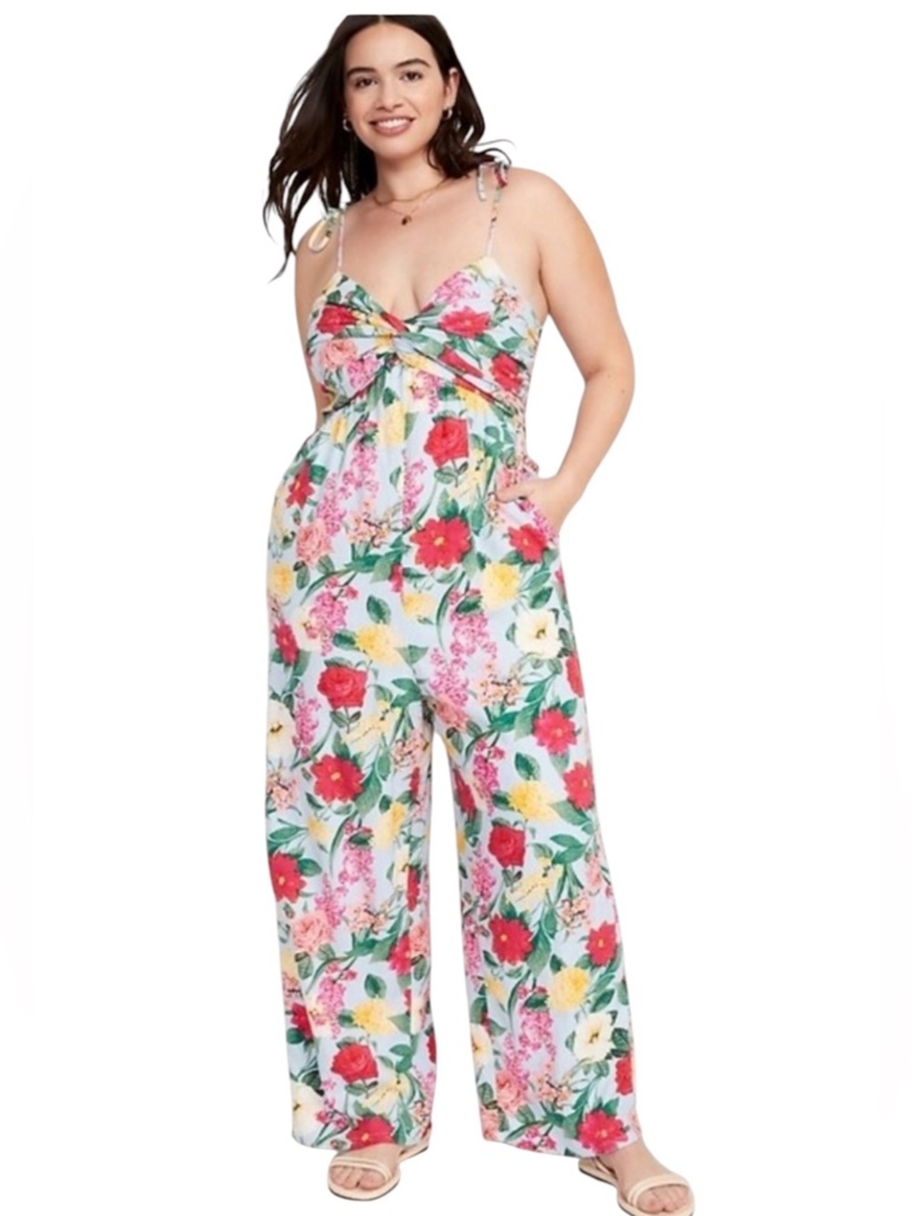 Old Navy Twist Front Smocked Floral Jumpsuit